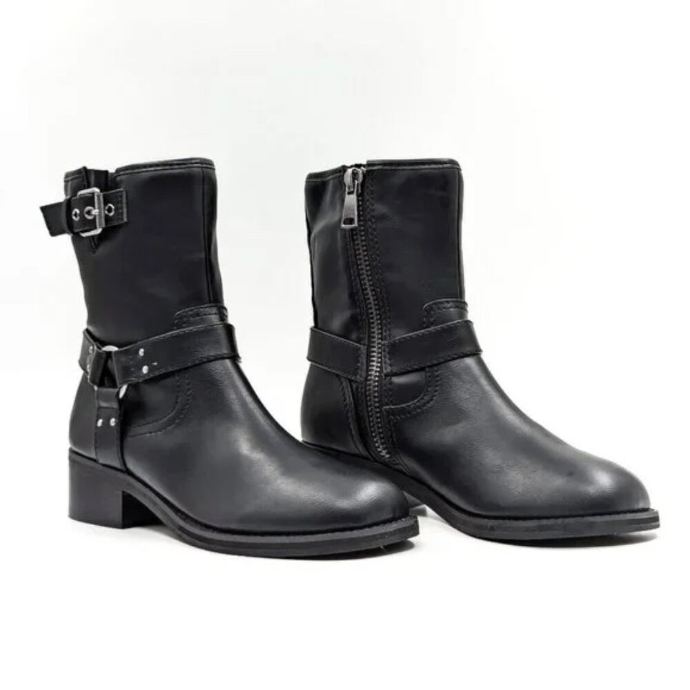 Open Edit‎ Rylan Black Harness Buckle Moto Combat Boot 8